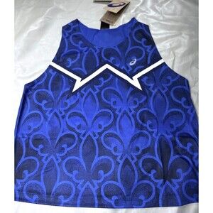 Asics Women's Large Nation's Running top singlet Usa start Blue pattern NEW